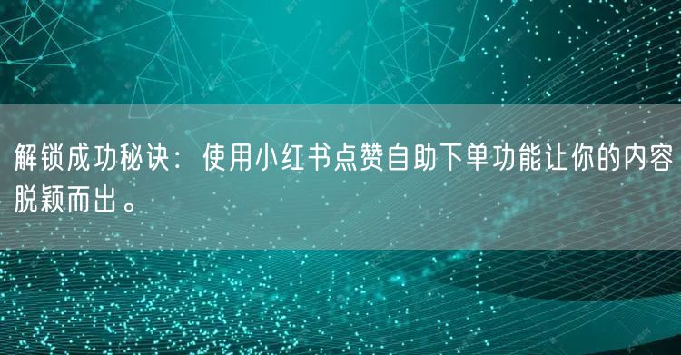 解锁成功秘诀：使用小红书点赞自助下单功能让你的内容脱颖而出。