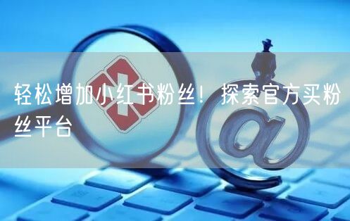 轻松增加小红书粉丝！探索官方买粉丝平台