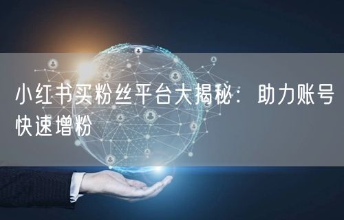 小红书买粉丝平台大揭秘：助力账号快速增粉