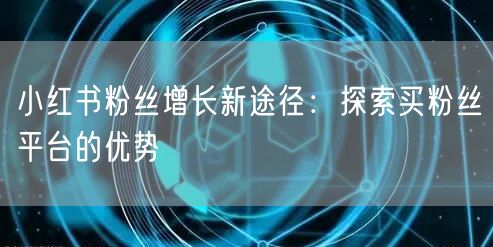 小红书粉丝增长新途径：探索买粉丝平台的优势