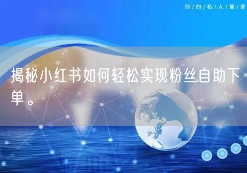 揭秘小红书如何轻松实现粉丝自助下单。