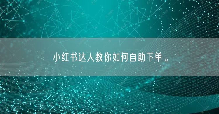 小红书达人教你如何自助下单。