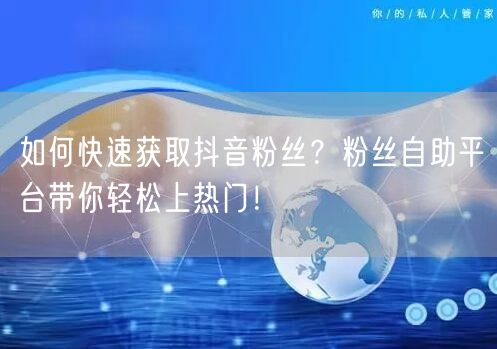 如何快速获取抖音粉丝？粉丝自助平台带你轻松上热门！
