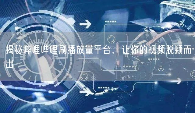揭秘哔哩哔哩刷播放量平台，让你的视频脱颖而出