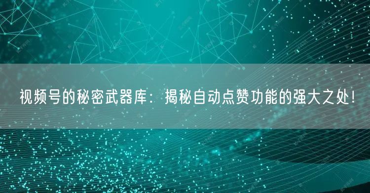 视频号的秘密武器库：揭秘自动点赞功能的强大之处！