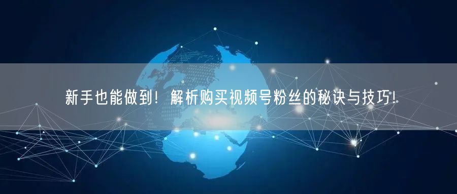 新手也能做到！解析购买视频号粉丝的秘诀与技巧！
