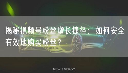 揭秘视频号粉丝增长捷径：如何安全有效地购买粉丝？