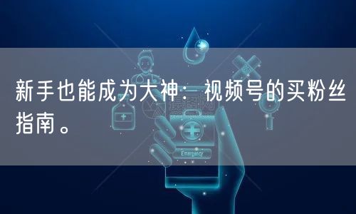 新手也能成为大神：视频号的买粉丝指南。