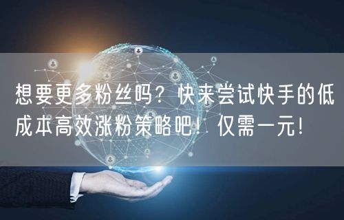 想要更多粉丝吗？快来尝试快手的低成本高效涨粉策略吧！仅需一元！