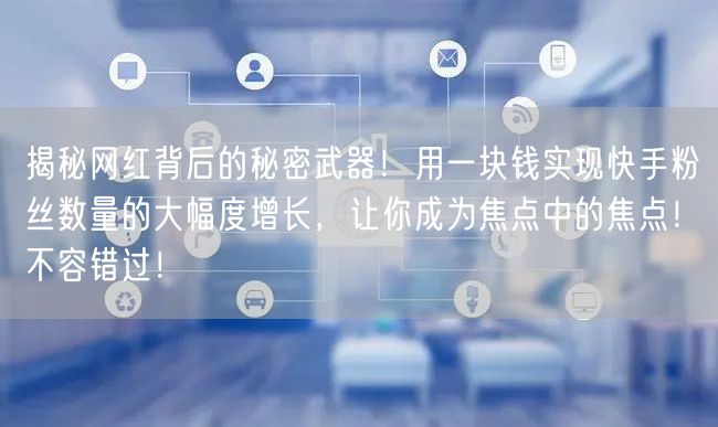 揭秘网红背后的秘密武器！用一块钱实现快手粉丝数量的大幅度增长，让你成为焦点中的焦