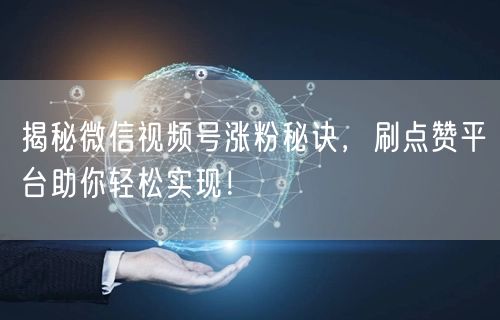 揭秘微信视频号涨粉秘诀，刷点赞平台助你轻松实现！