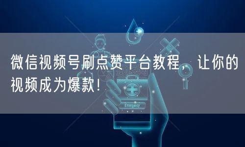 微信视频号刷点赞平台教程，让你的视频成为爆款！
