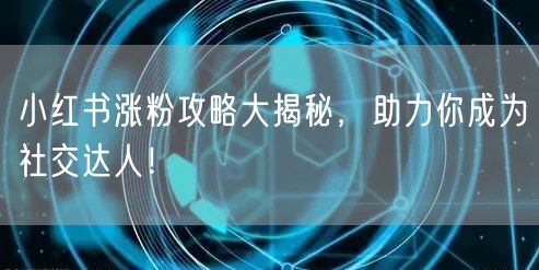 小红书涨粉攻略大揭秘，助力你成为社交达人！